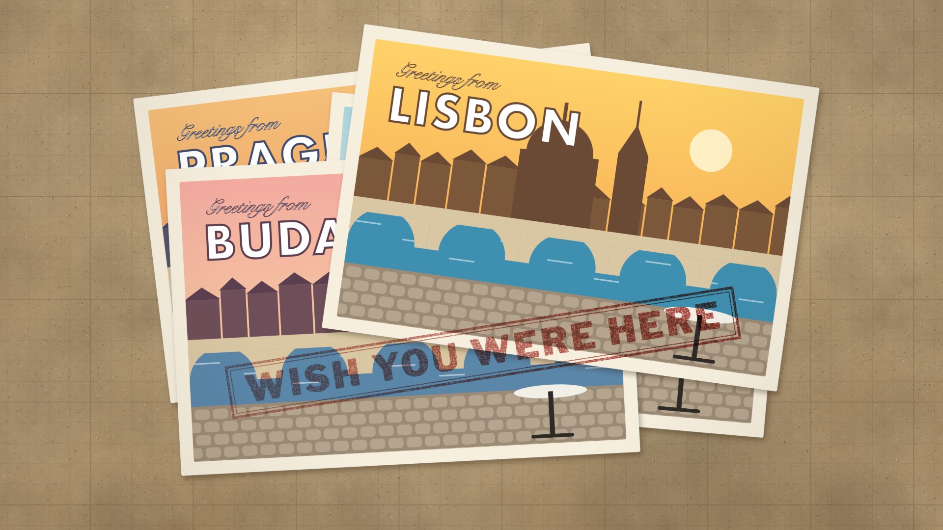Postcards from Prague, Budapest and Lisbon