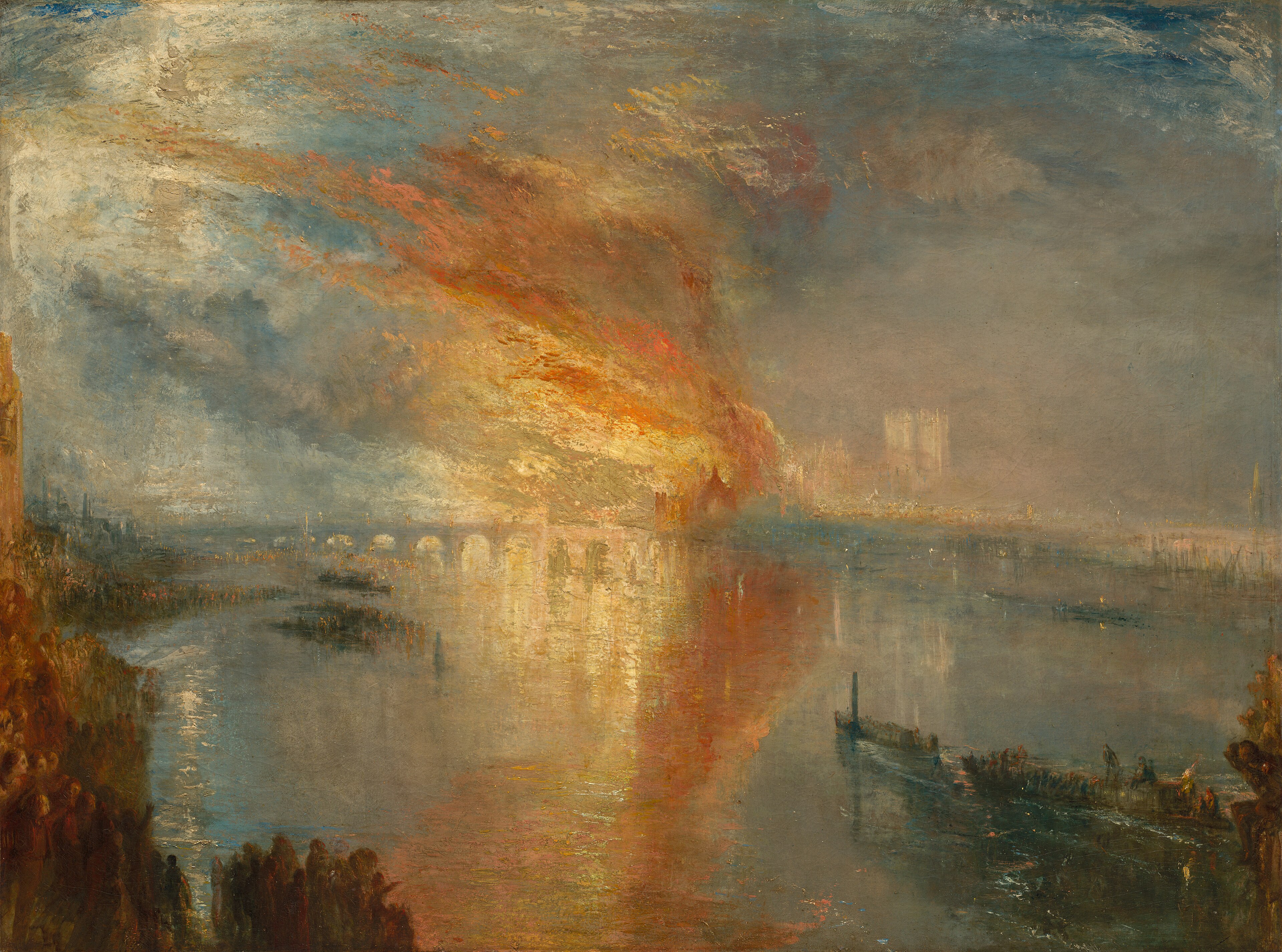 J. M. W. Turner’s painting of the Houses of Parliament on fire at night.