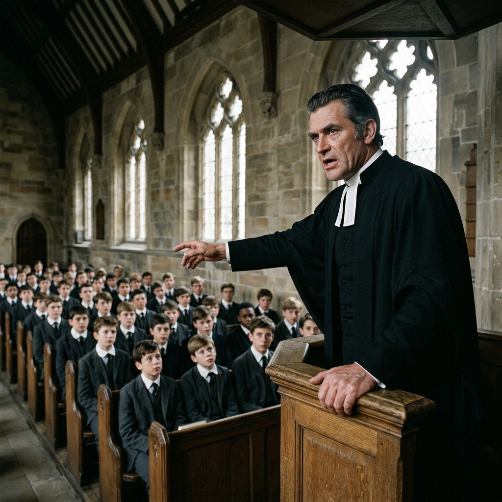 AI visualization of Arnold's Chapel Sermon from Eminent Victorians